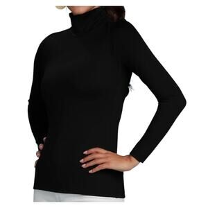 Judy P Jackie Turtleneck Black sz Large Ruched neck, Double layer front Stretch